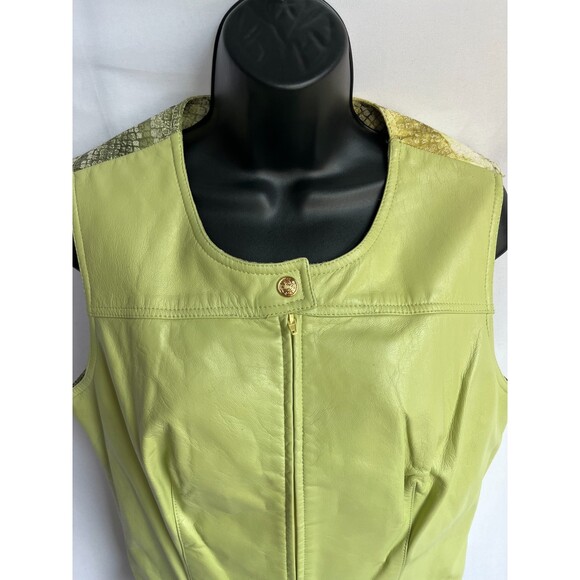 Alberto Makali RARE Kiwi Green Snakeskin Natural Leather Vest 12 Designer Moto - Picture 3 of 10